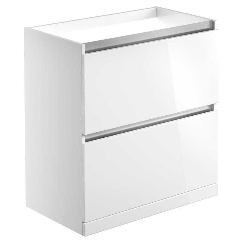 Nagano 800mm(w) 2 Drawer Floor Standing Basin Unit (No Top) - White Gloss